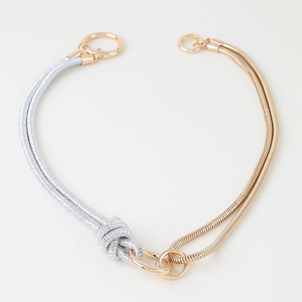 Two Tone Mixed Metal Knot Choker Necklace