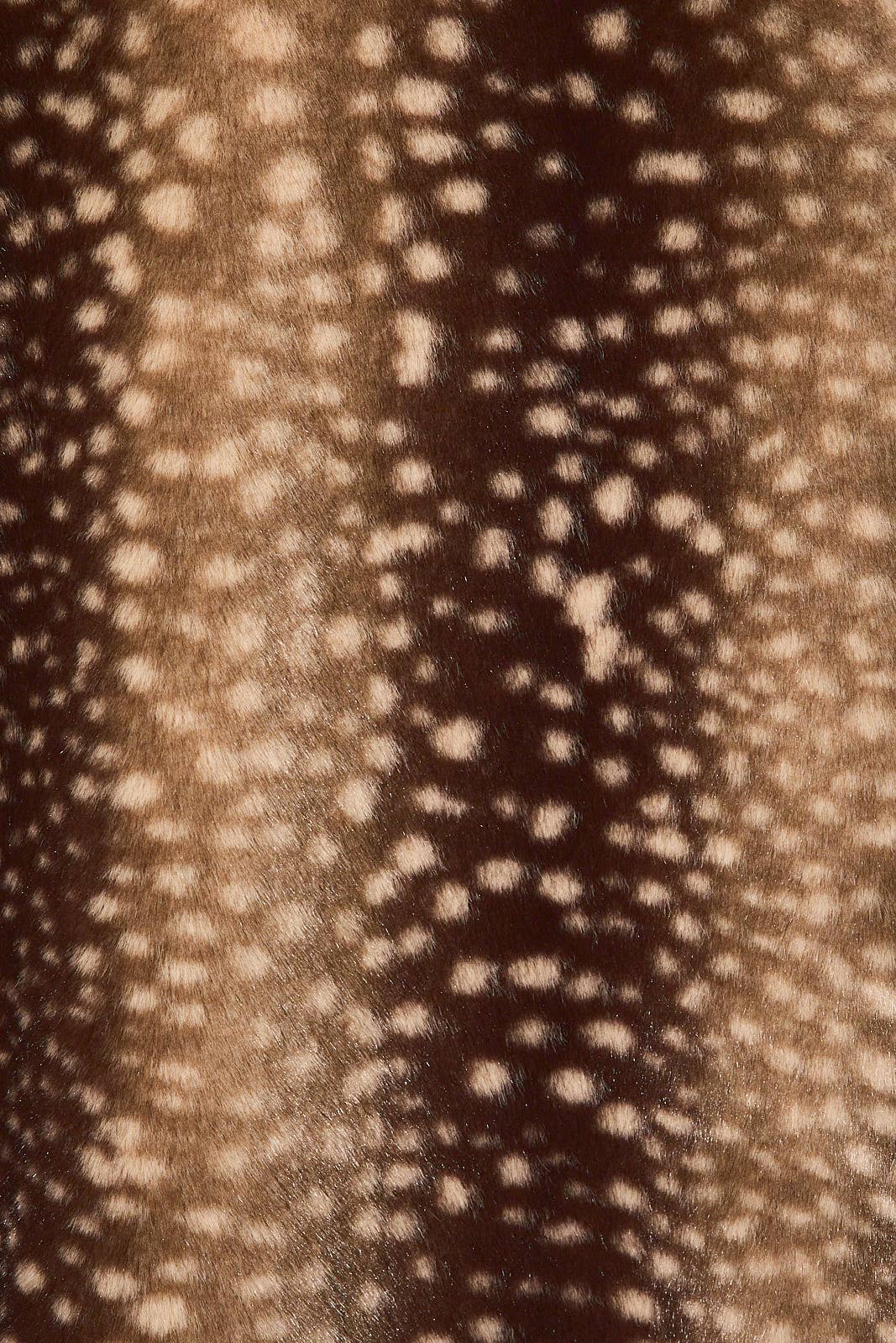Faux Fur Deer Print Zip Jacket