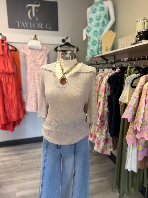 Collared Knit Top