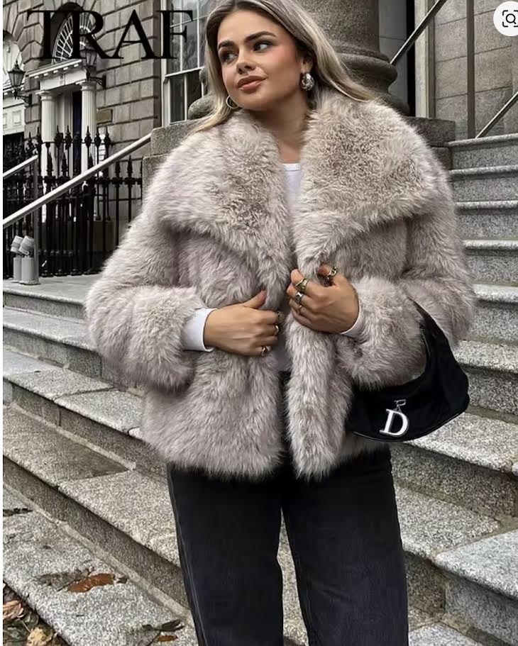 Wide Collar Fur Jacket