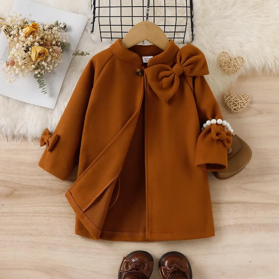 Toddler Coat With Bow Cuff