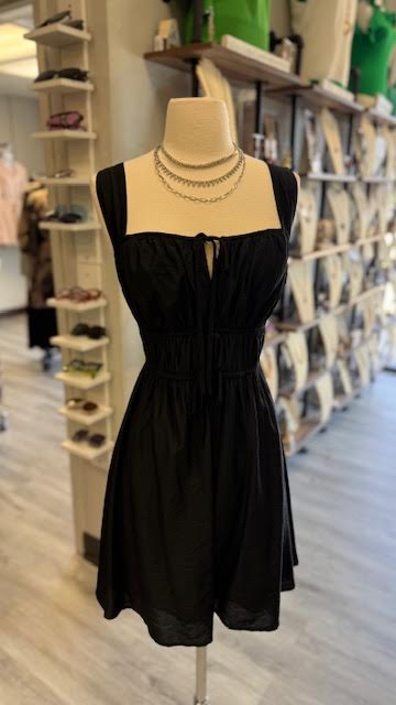 F-Tie Gather Mini Dress