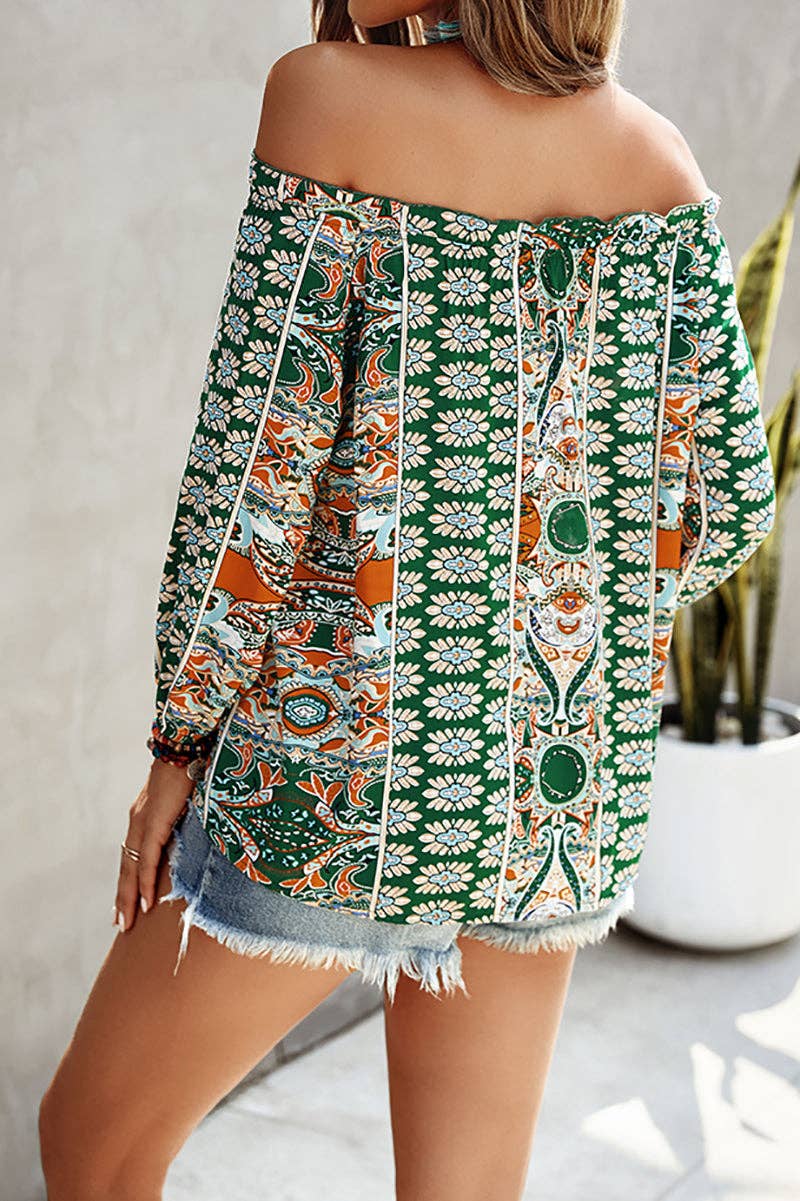 Graphic Off Shoulder Top