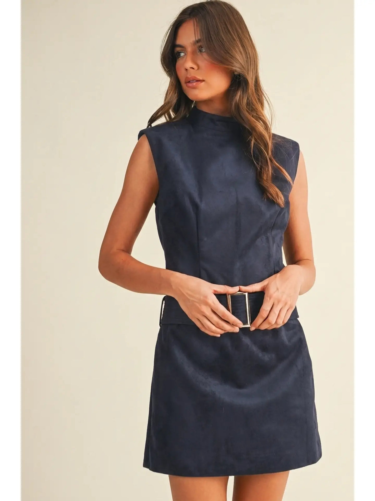 Vegan Suede Buckle Dress