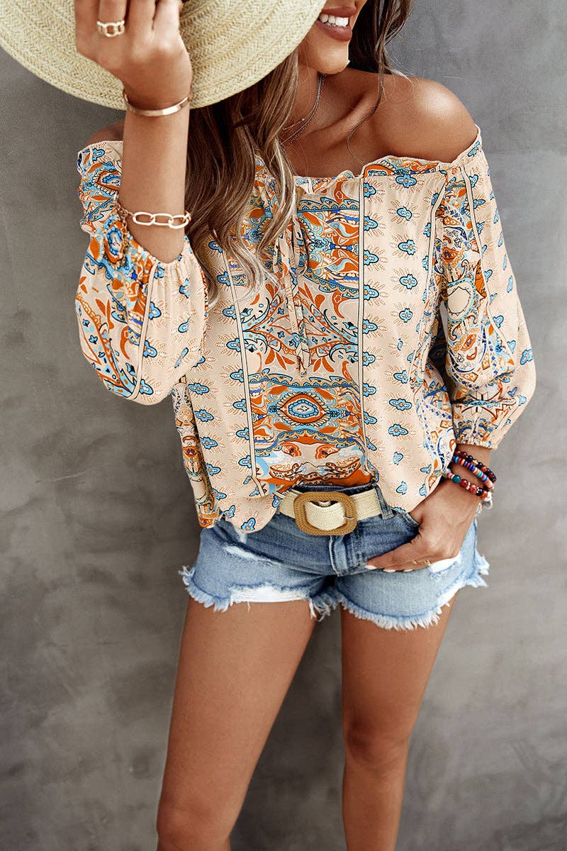 Graphic Off Shoulder Top