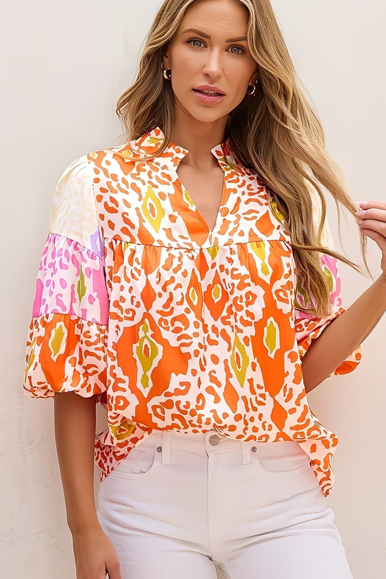 Vibrant Mixed Print Blouse