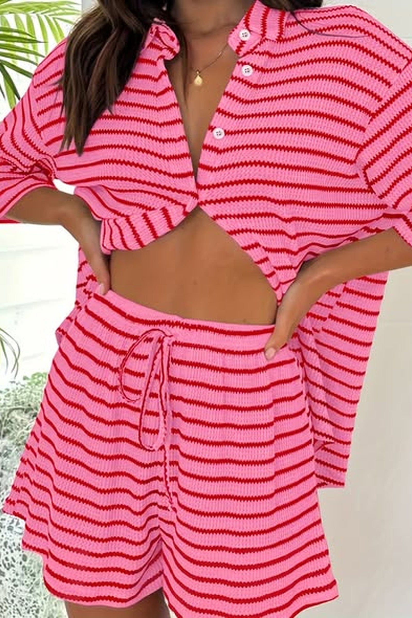 Waffle Stripe Two-Piece Swimsuit