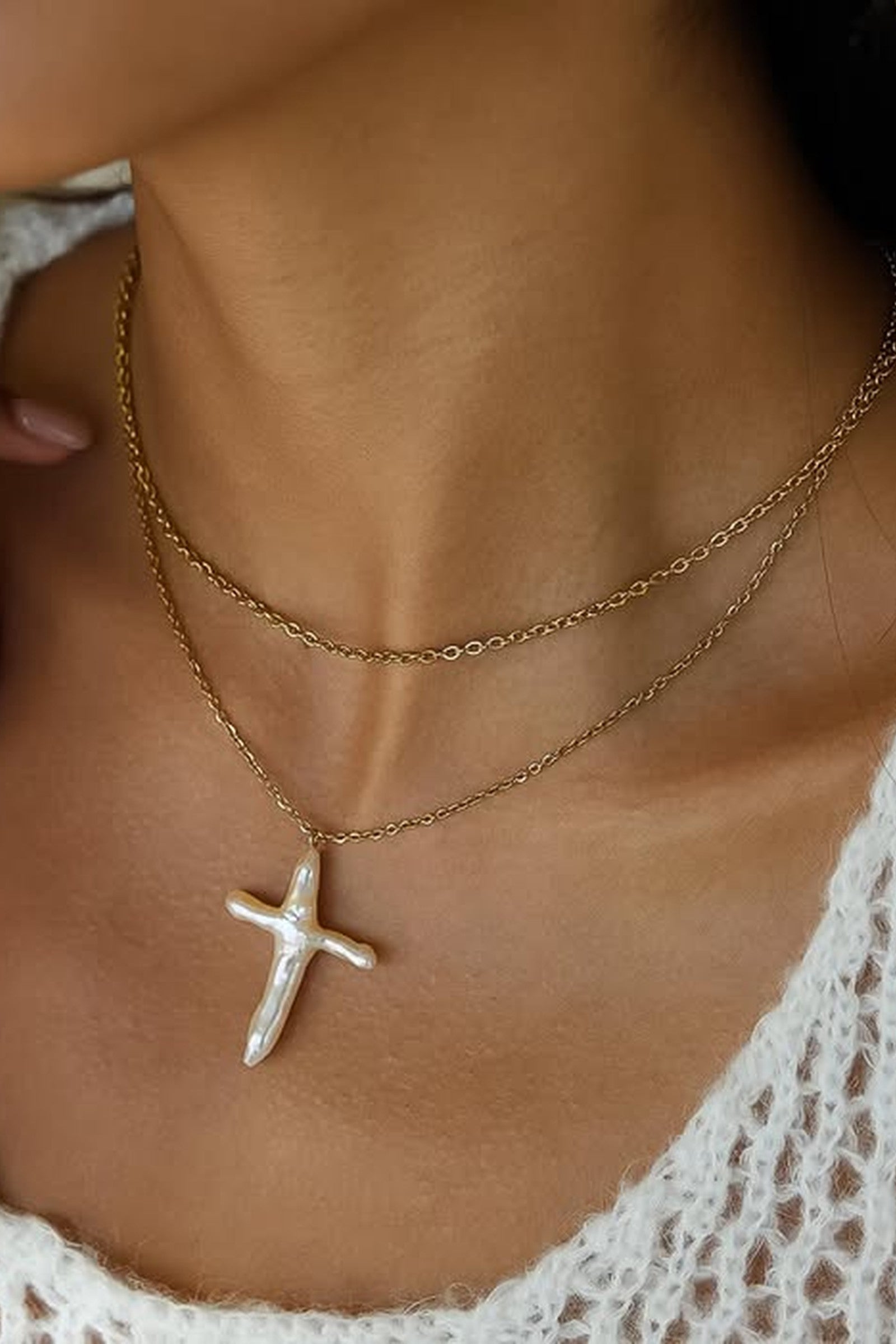 Freshwater Pearl Cross Necklace
