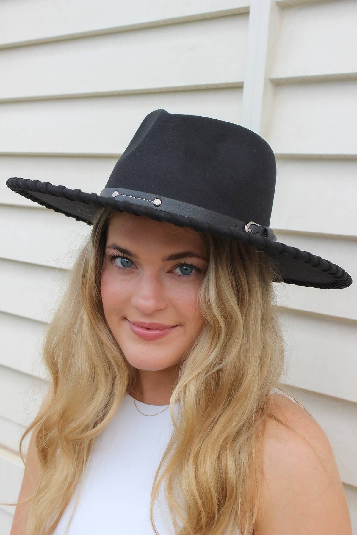 Scheana Fedora Hat with Whipstitch Trim
