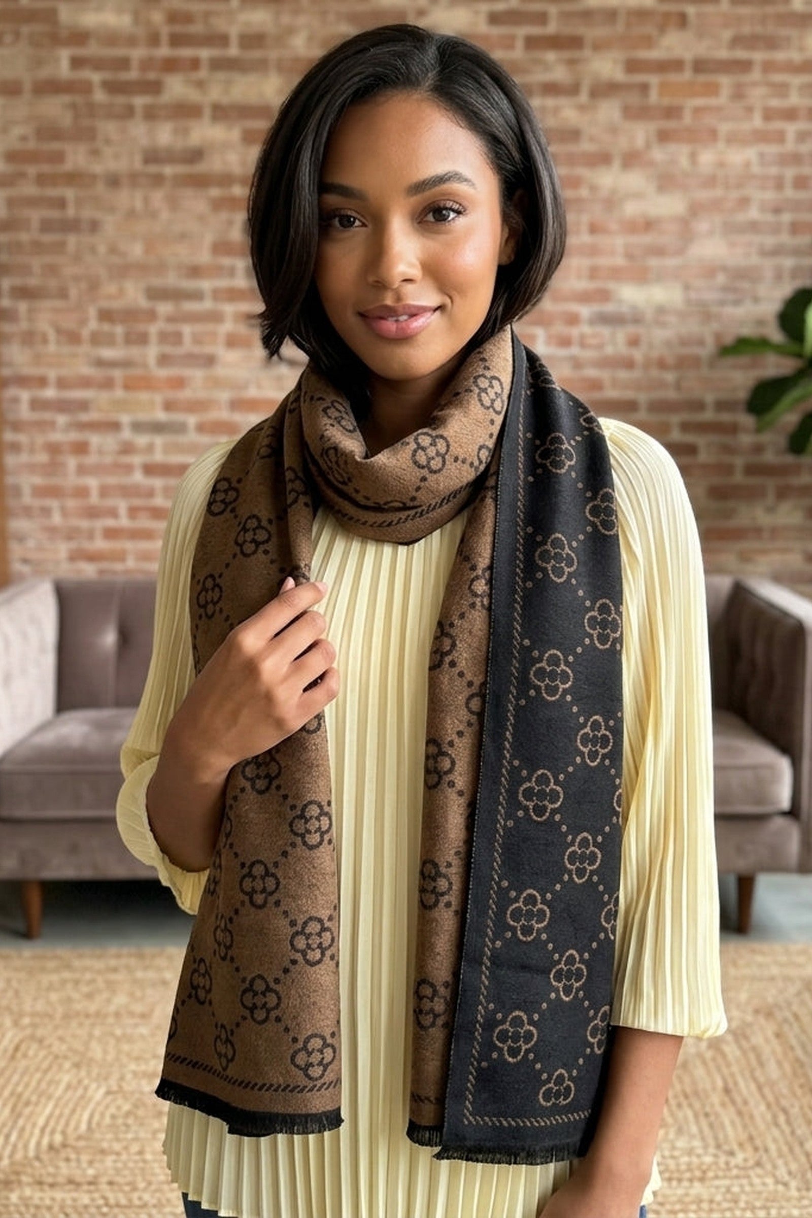 Reversible Floral Print Scarf