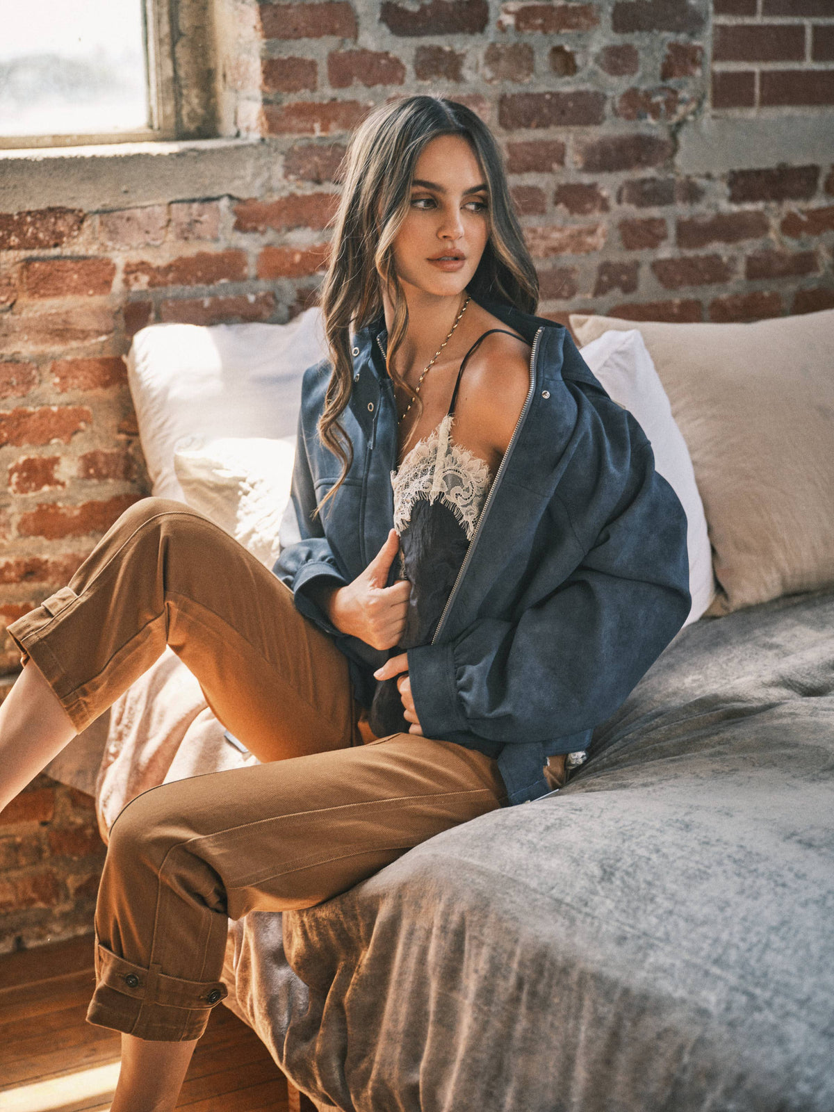 Vintage Vegan Leather Belted Bomber Jacket
