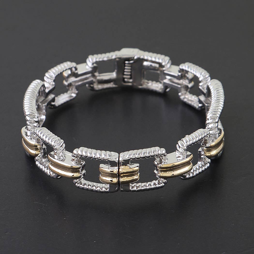 Gold Silver Twisted Link Chain Bracelet