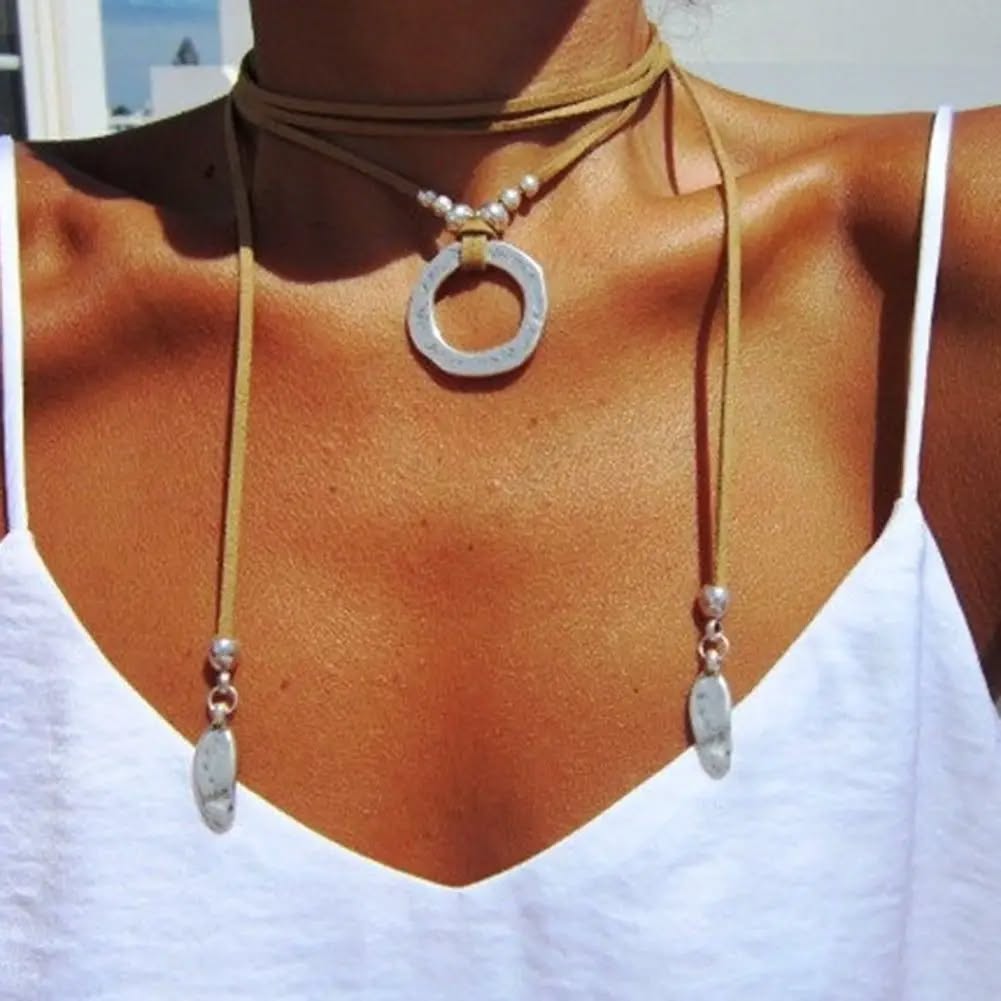 Hammered Silver Wrap Necklace