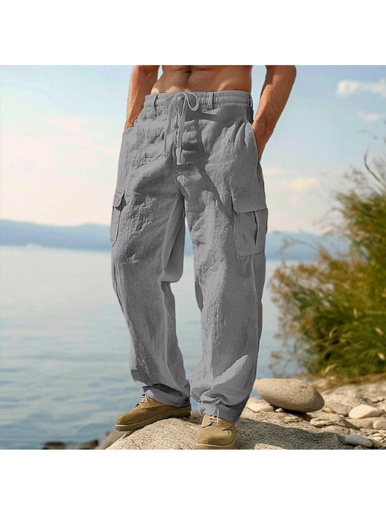 Men's Linen Cargo Pants