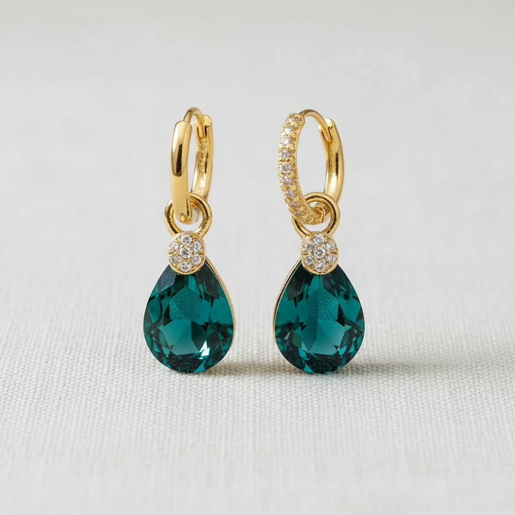 Blue Teardrop Crystal Ear Cuff Earrings
