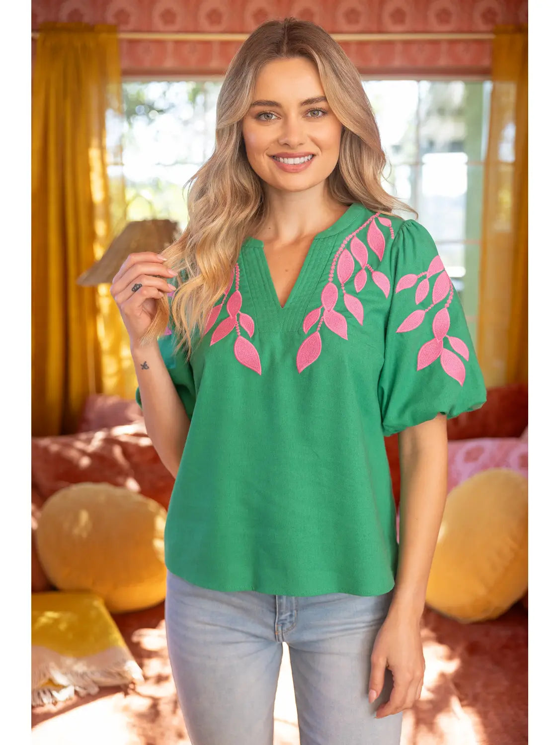 Green Applique Top