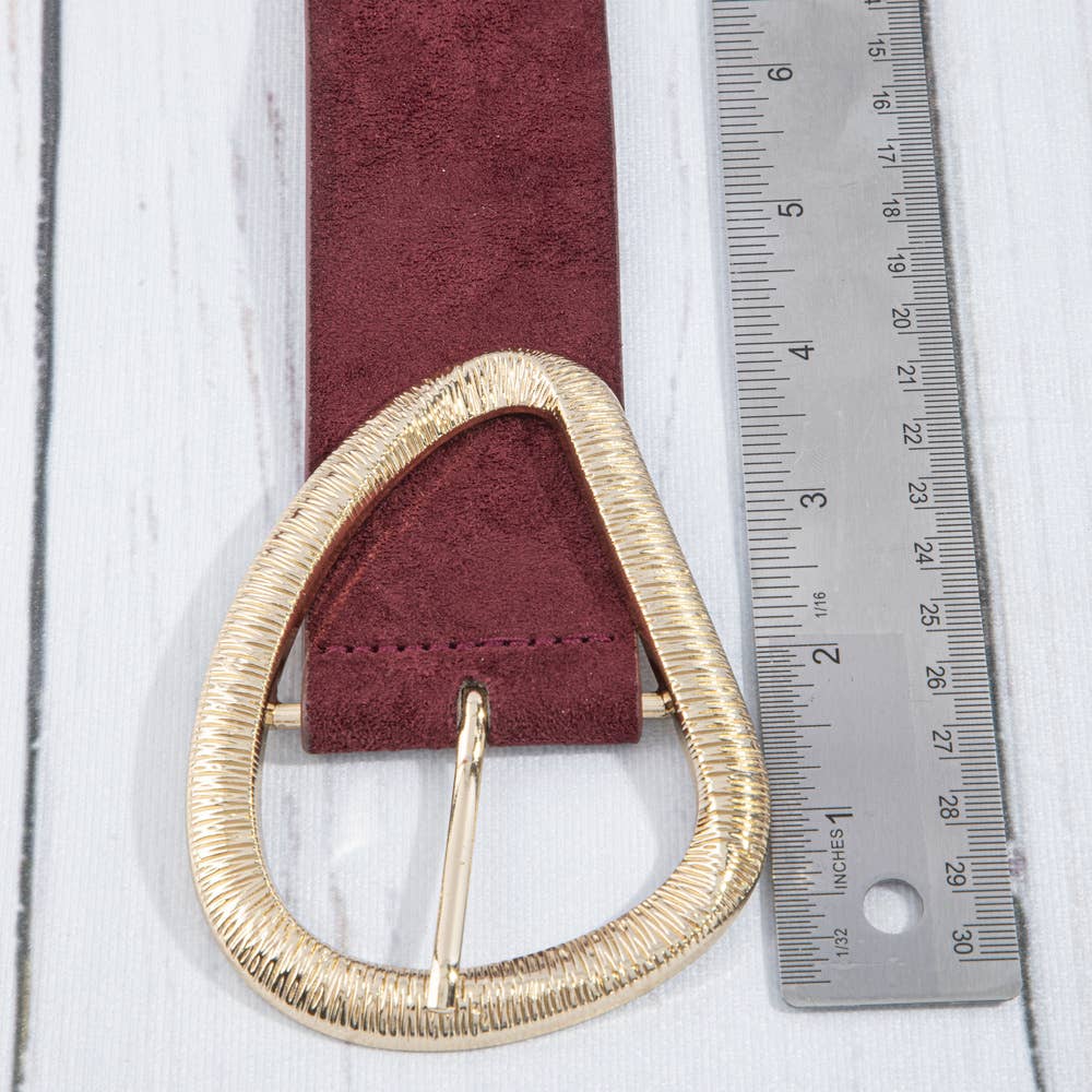 Vegan Suede Belt With Teardrop Buckle