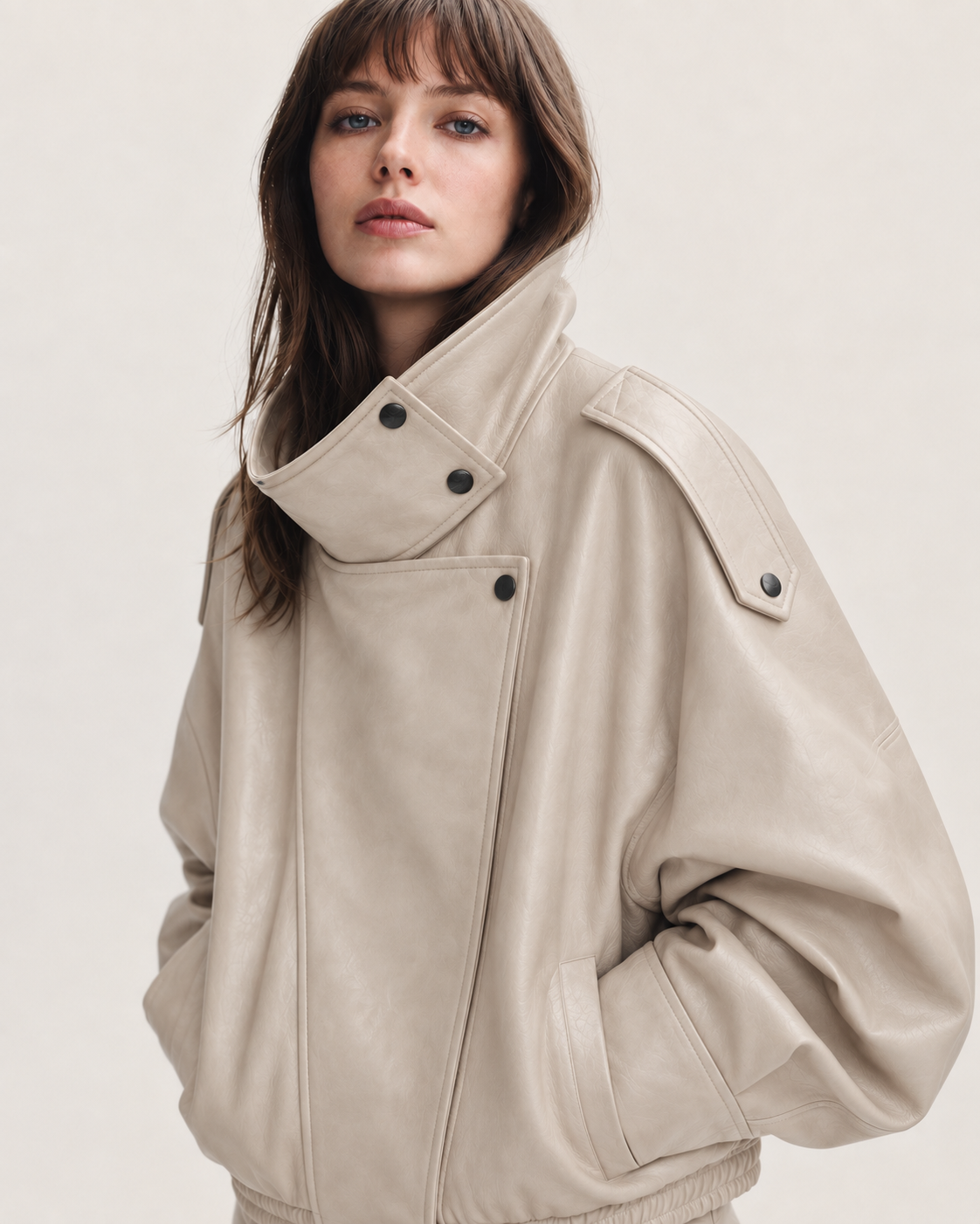 Oversized Leather Biker Jacket