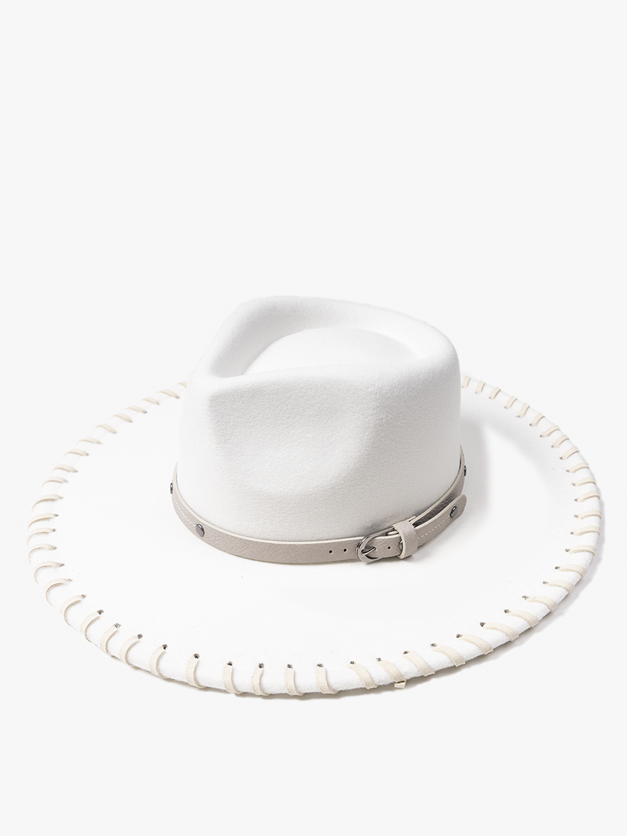 Scheana Fedora Hat with Whipstitch Trim