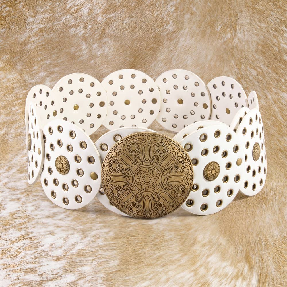 Wide Concho Disc Western Statement Belt