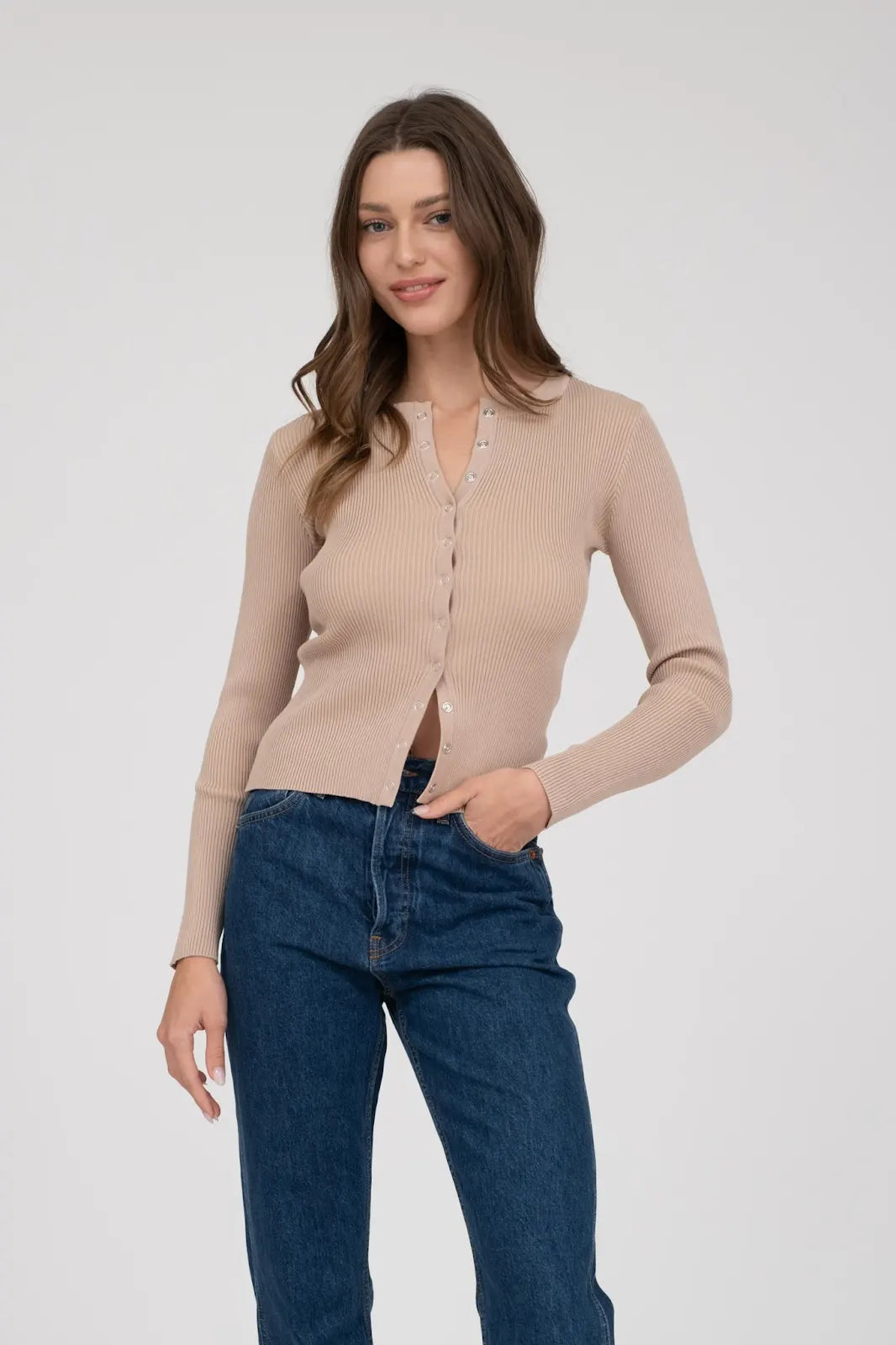 Snap Button Down Knit Cardi