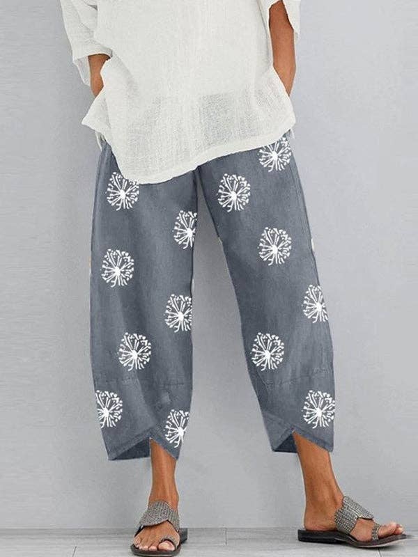 Flower Split-Joint Pants Trousers