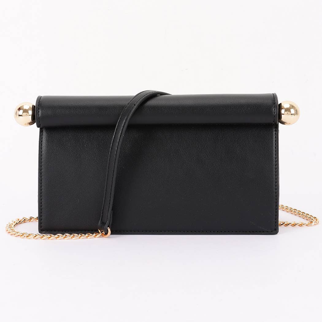 Roll-Top Sphere Accent Chain Clutch