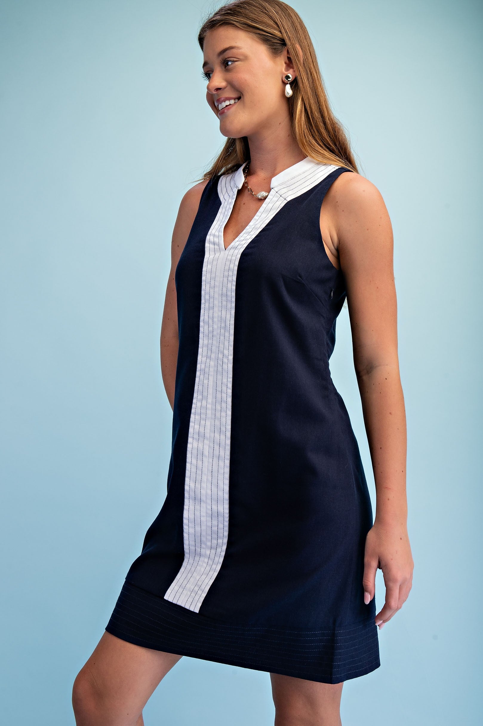 Navy Linen Dress