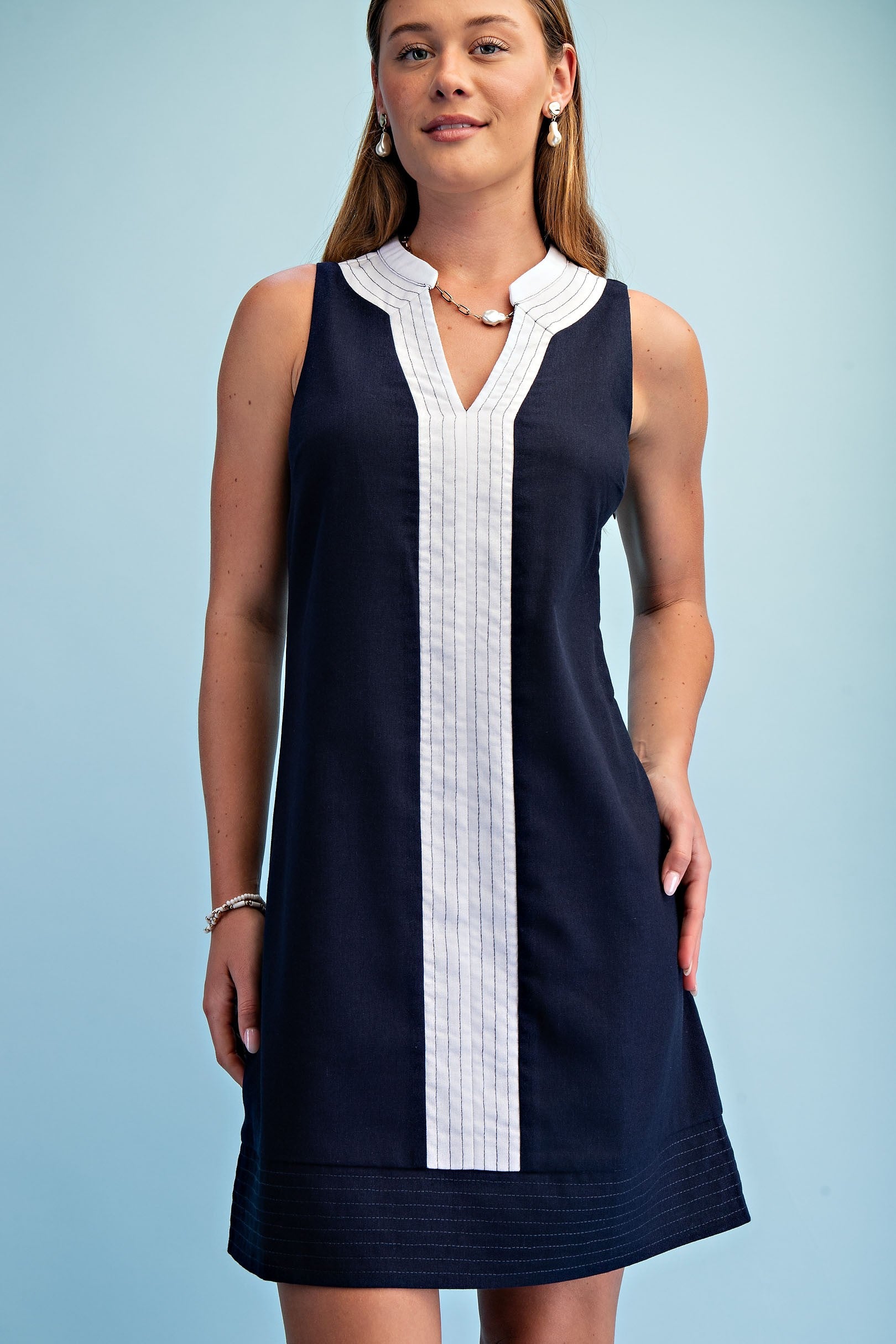Navy Linen Dress