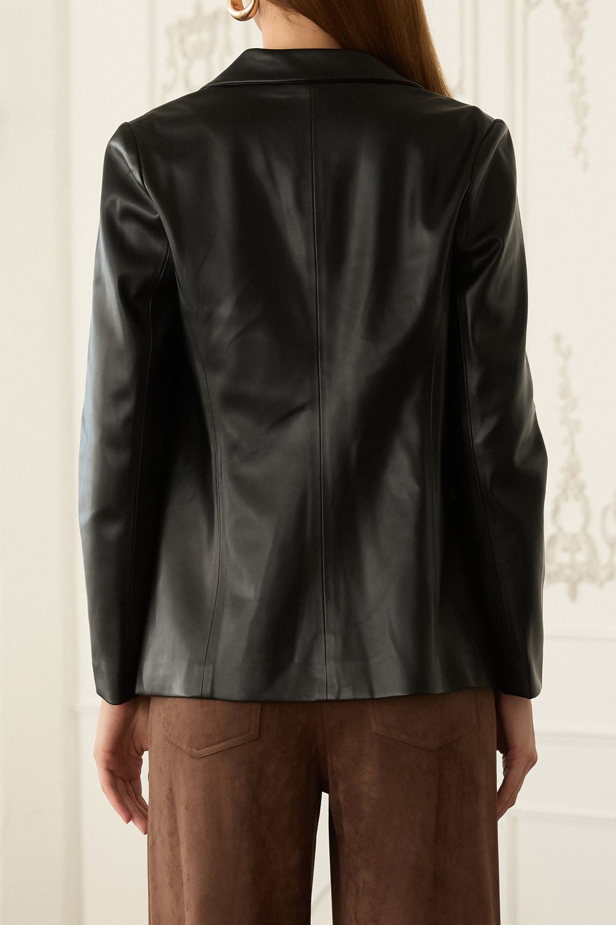 Black Vegan Leather Blazer