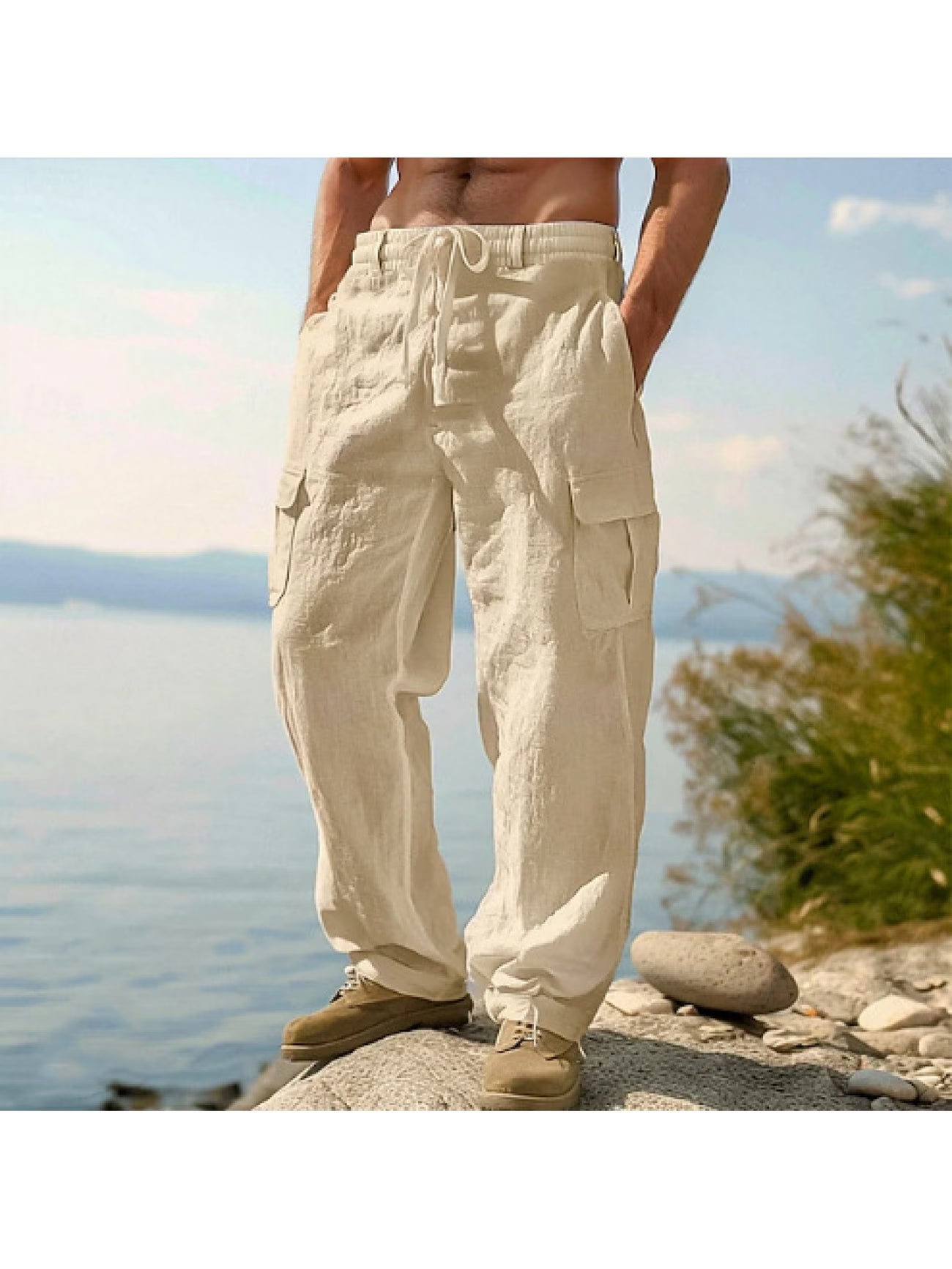Men's Linen Cargo Pants