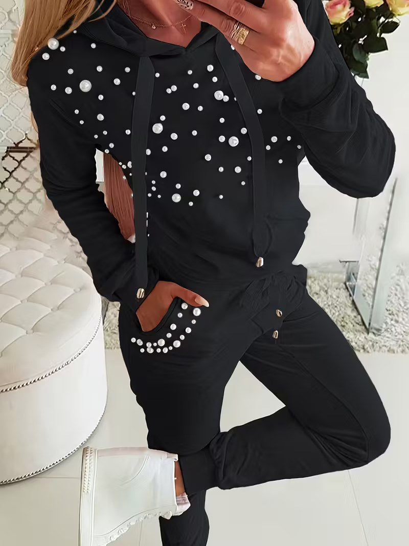 Velour Pearl Hoodie Set