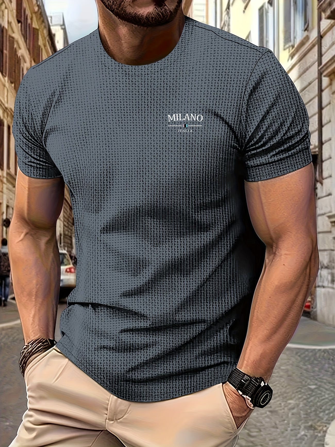 Men's Textured Crew Neck