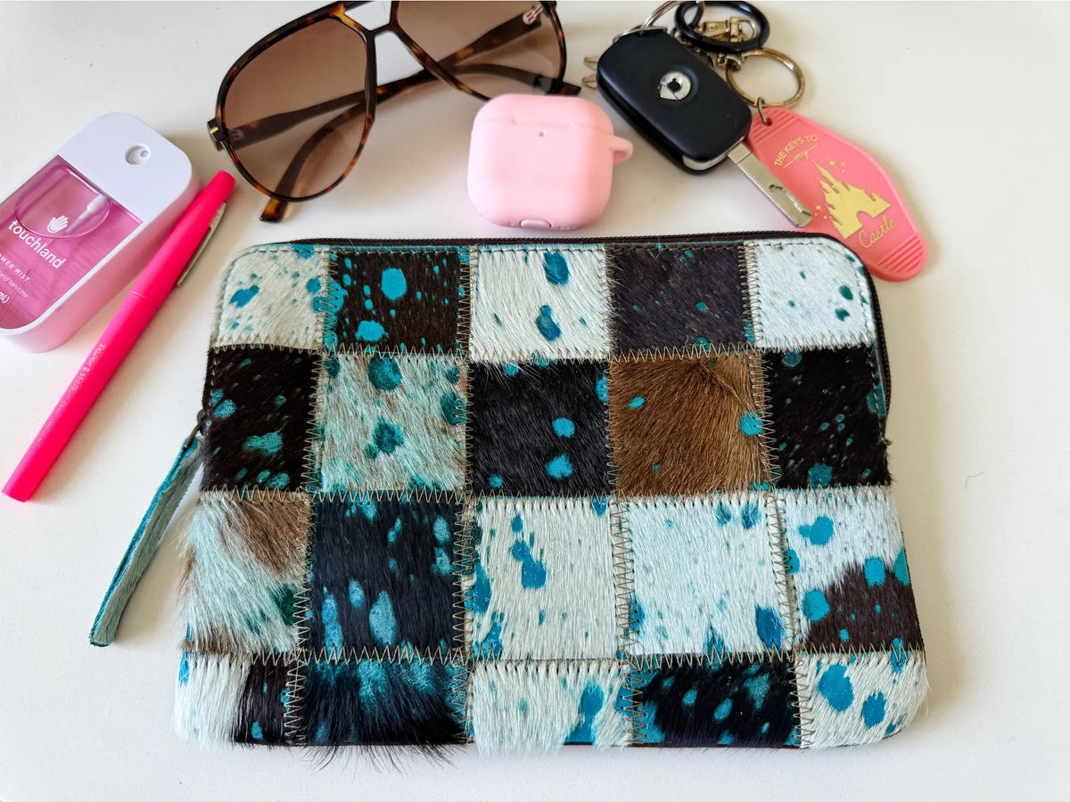 Cowhide Accessory Bag Pouch Genuine Hair-On Hide Makeup Bag