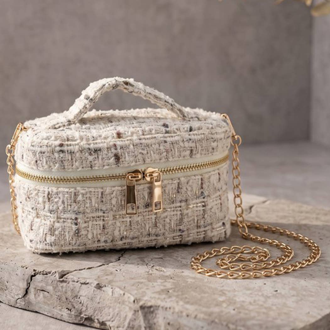 Tweed Vanity Chain Bag With Top Handle