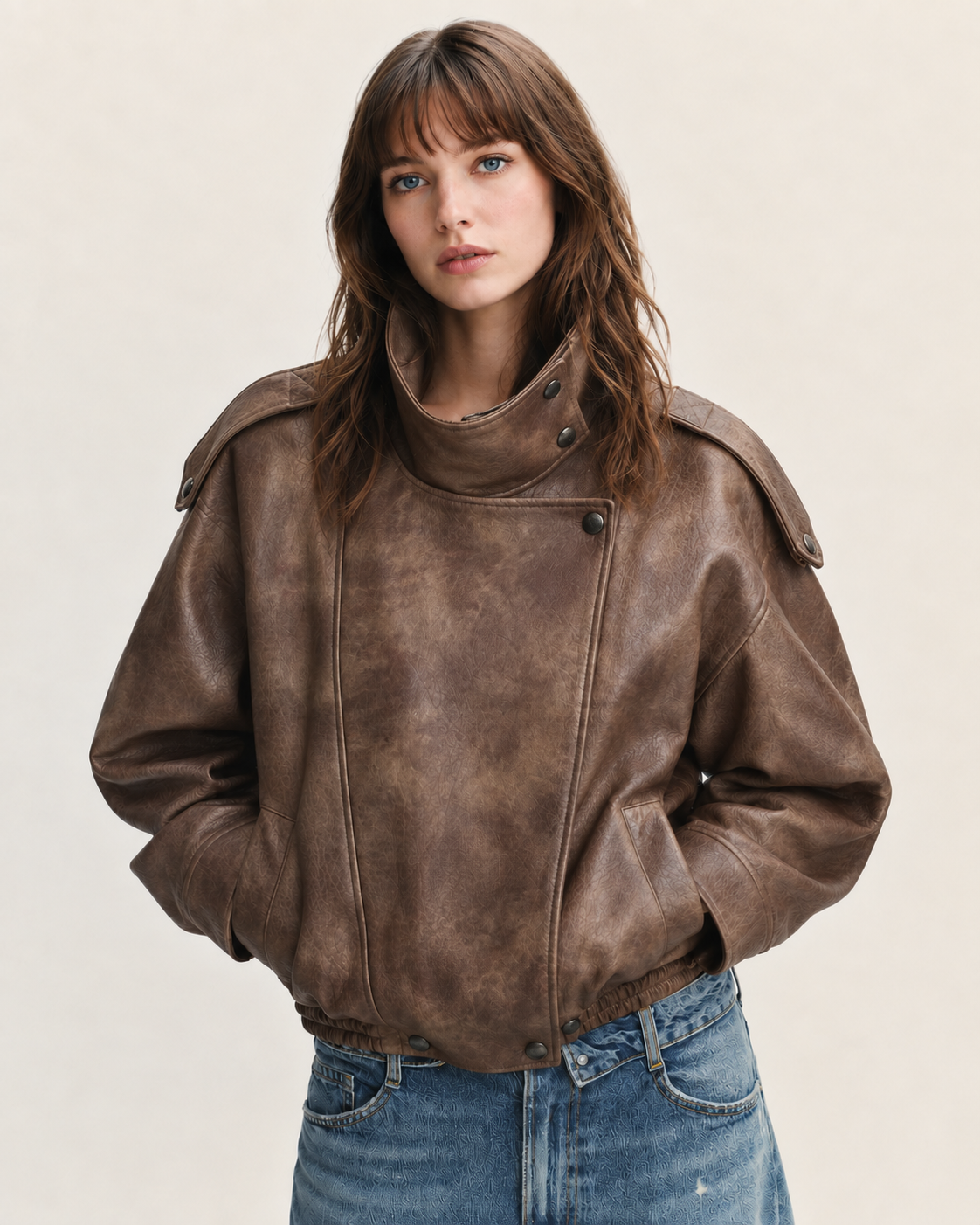 Oversized Leather Biker Jacket