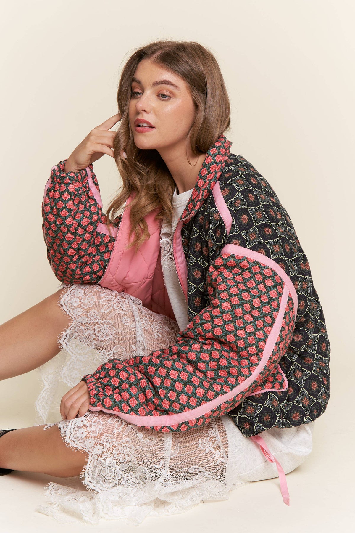 Patchwork Quilted Bomber Jacket
