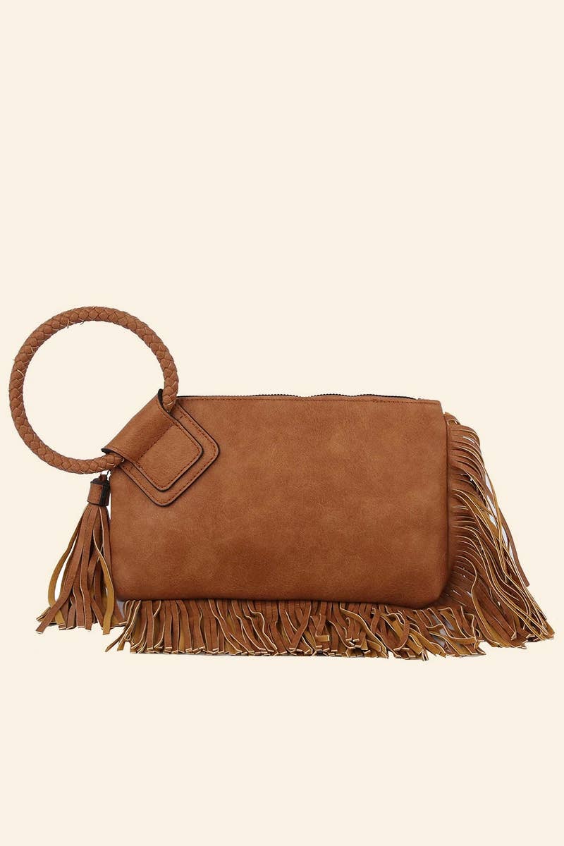 Fringe Cuff Clutch Tassel Wristlet Clutch Bag