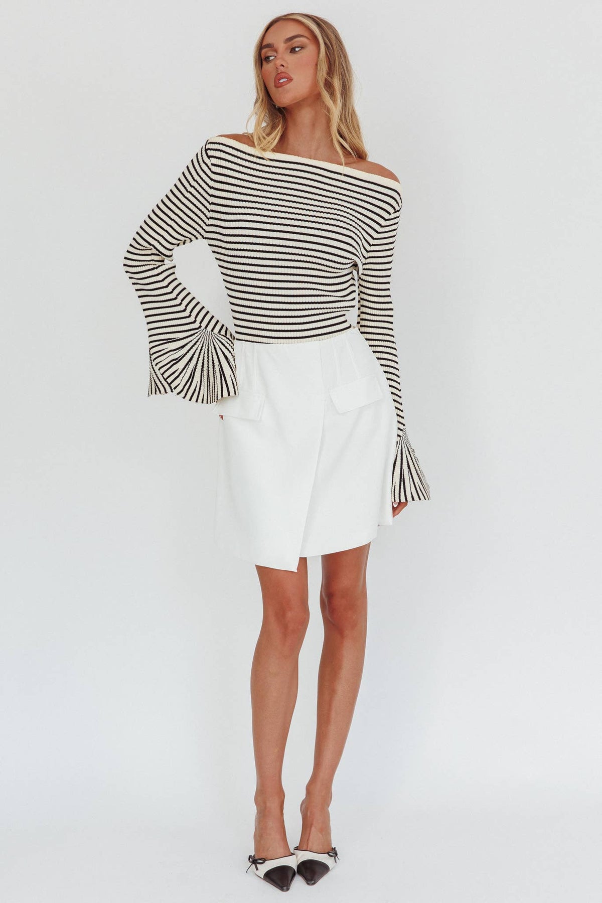 Stripe Sweater Bell Sleeves