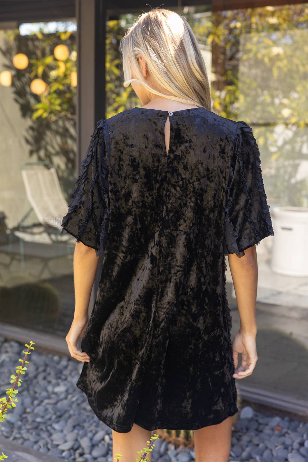 Lace Overlay Velvet Shift Dress