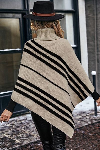 turtleneck knit poncho