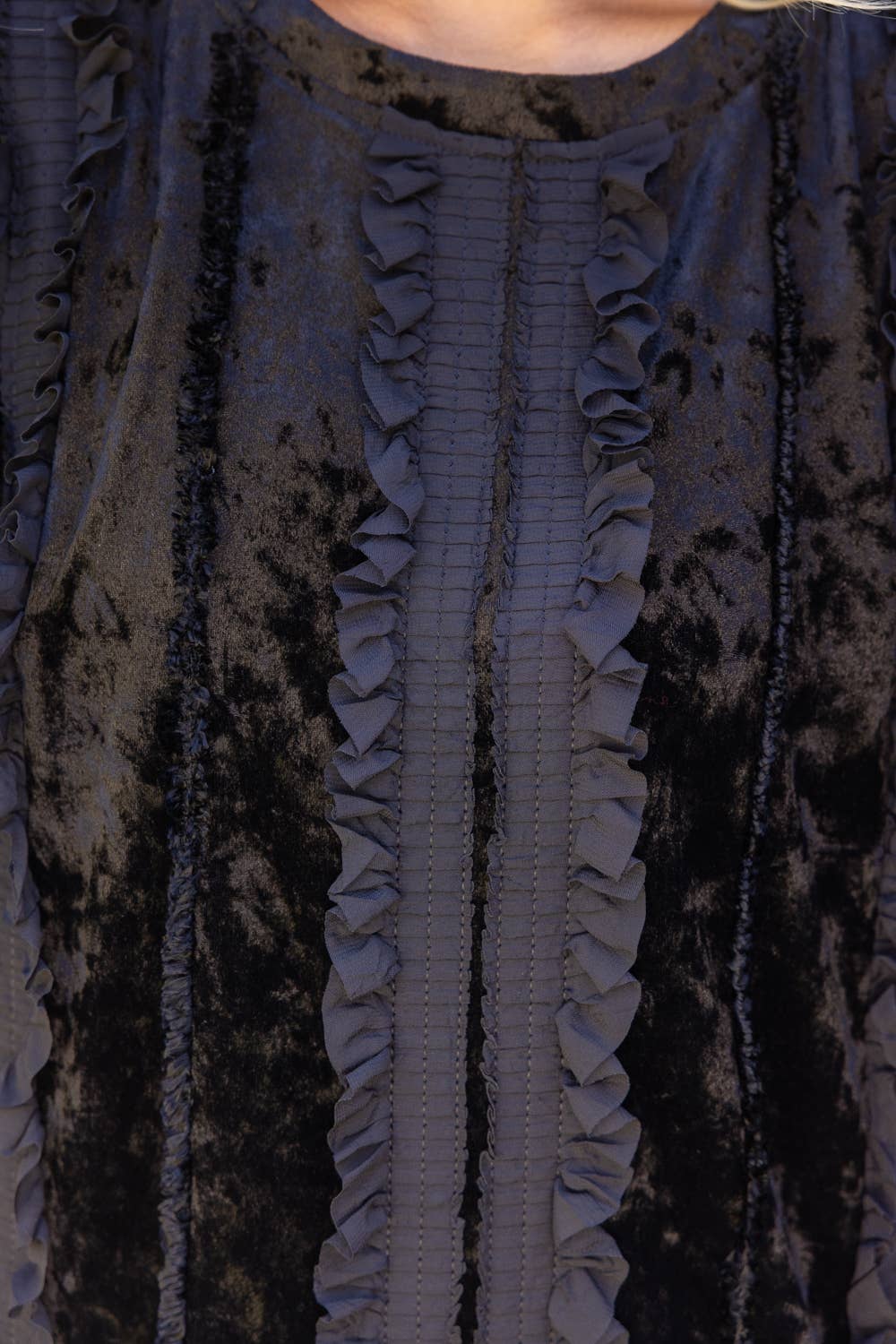 Lace Overlay Velvet Shift Dress
