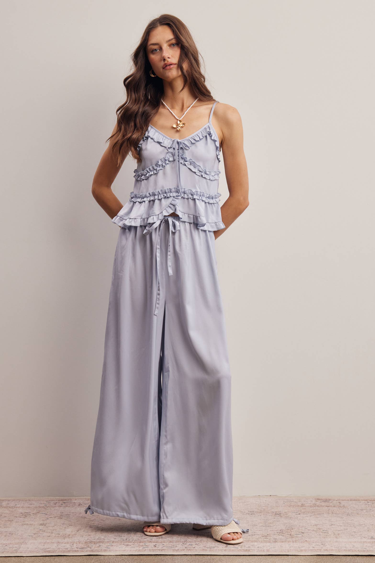Convertible Wide Leg Tie Hem Pants FP0022