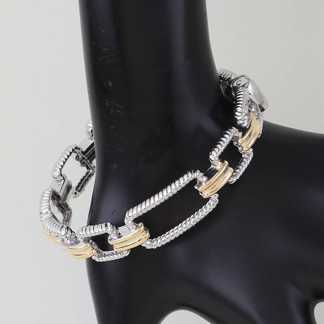 Gold Silver Twisted Link Chain Bracelet