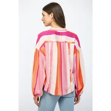 Boxy Stripe Button Shirt
