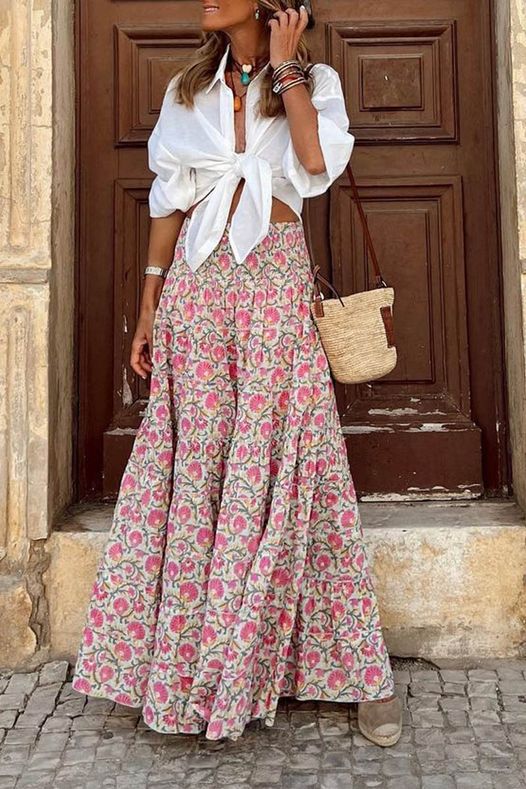 Pink Pretty Floral Maxi Skirt