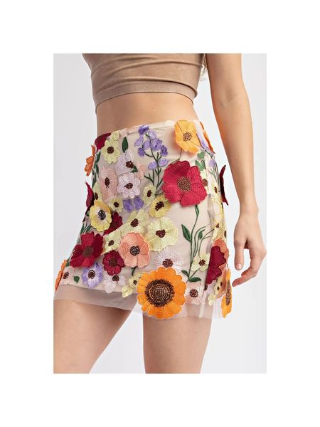 3D Flower Line Mesh Skirt