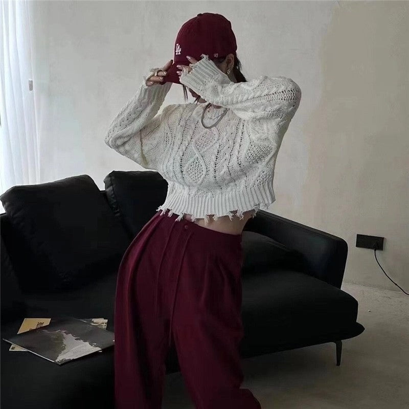 Distressed Cableknit Sweater