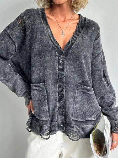 Free People Vibe Distress Cardi