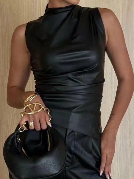 Faux Leather Sleeveless Top